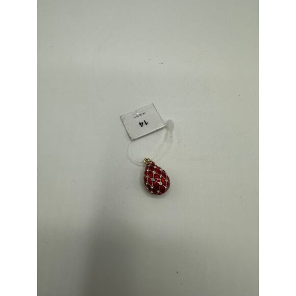 Red Gold Trellis Faberge Egg Pendant 1 1/8” - Picture 2 of 4